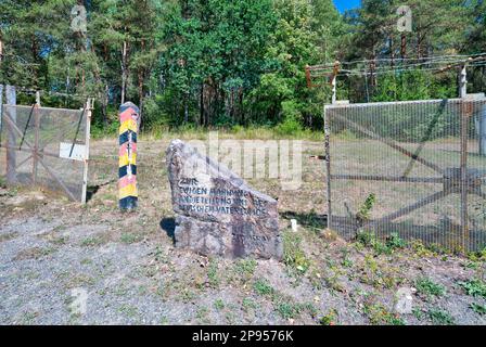 Barrière frontalière, ancienne, mémorial, ancienne frontière, ceinture verte, Zimmerau, Sulzdorf an der Lederhecke, Allemagne, Europe, Banque D'Images