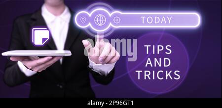 Conseils et astuces pour les légendes conceptuelles. Photo conceptuelle conseils utiles qui facilitent certaines actions Banque D'Images