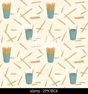 Un motif sans couture de crayons dans un Boho Vintage Color Scheme Banque D'Images