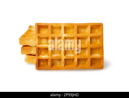 Belge Waffle Isolated, Square Waffle cookie, Soft Golden Belgium Waffle Waffle Breakfast on White Background, Clipping Path Banque D'Images