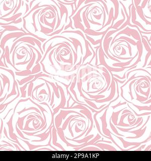Motif fleuri rose et blanc sans couture avec silhouettes roses. Illustration vectorielle Illustration de Vecteur