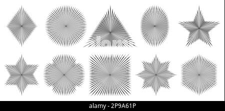 Triangles, carrés, étoiles, losange, formes ovales pour votre dessin avec lunettes de soleil, rayons de soleil à l'intérieur pour votre dessin Illustration de Vecteur