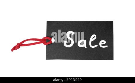 Tag avec mot sale isolé sur blanc. Vendredi noir Banque D'Images