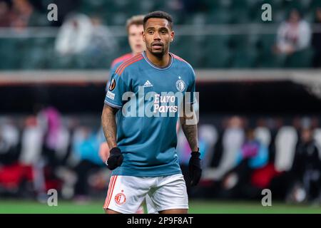 Varsovie, Pologne. 09th mars 2023. Danilo Pereira da Silva de Feyenoord vu lors de l'UEFA Europa League 2022/23 1st jambe de 16 match entre Shakhtar Donetsk et Feyenoord Rotterdam au Maréchal Jozef Pilsudski Municipal Stadium de Legia Varsovie. Score final: Shakhtar Donetsk 1:1 Feyenoord Rotterdam. Crédit : SOPA Images Limited/Alamy Live News Banque D'Images