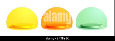 Kit de vecteur podium. Élément Podium dans une plate-forme colorée pour l'exposition de produits de maquette d'été. Illustration vectorielle présentation du produit d'été Illustration de Vecteur