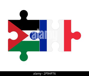 Puzzle connecté des drapeaux de la Palestine et de la France , vecteur Illustration de Vecteur