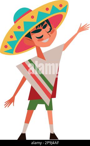 garçon avec des vêtements mexicains Illustration de Vecteur