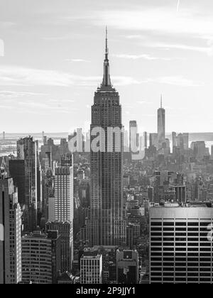 Empire State Building en noir et blanc Banque D'Images