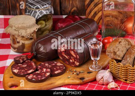 saucisse de sang maison Banque D'Images