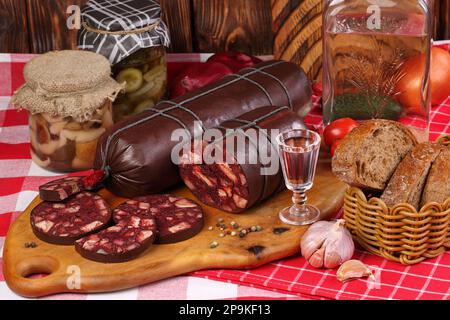 saucisse de sang maison Banque D'Images
