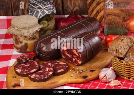 saucisse de sang maison Banque D'Images