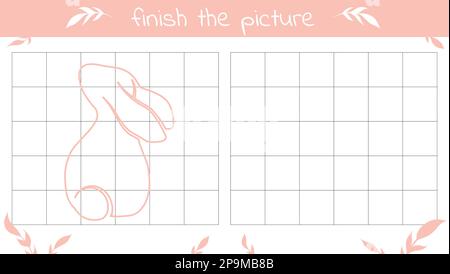 Terminez la photo. Complétez l'illustration de lapin. Copier le lapin d'image. Vecteur Pâques jeu éducatif. Exercice scolaire pour les enfants Illustration de Vecteur