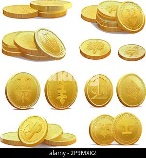définir l'illustration vectorielle des pièces d'or isoler sur fond blanc Illustration de Vecteur