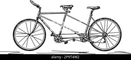 Esquisse d'un vecteur de vélo en tandem Illustration de Vecteur