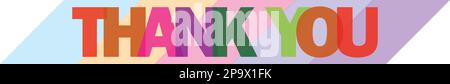 Bannière de remerciement. Imprimé géométrique plat tendance, style rétro. Simple phrase typographique minimale. Décoration créative Illustration de Vecteur