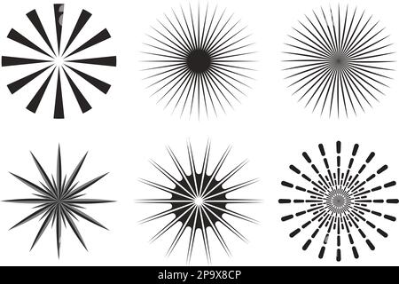 Lignes radiantes, radiales et en rafale. Icône de faisceau en rafale, vecteur de rayons Illustration de Vecteur