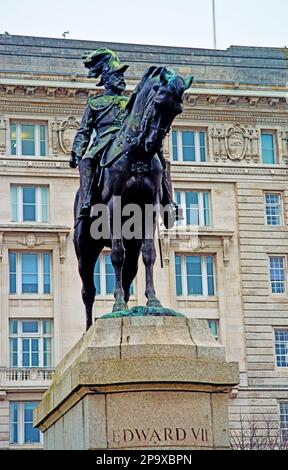 Edward V11 Statue, Liverpool, Merseyside, Angleterre Banque D'Images