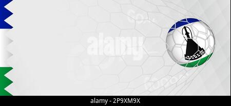 Bannière d'une balle de football avec drapeau du Lesotho dans le filet de football, le but de l'équipe nationale de football du Lesotho. Illustration vectorielle. Illustration de Vecteur