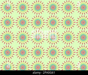 motif coloré sans couture de mandala, ornements satrangi motif floral fond sans couture de motif Banque D'Images