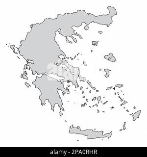 Carte de contour de la Grèce isolée sur fond blanc Illustration de Vecteur