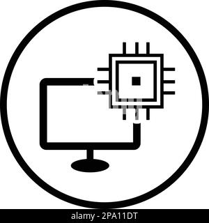 la puce, l'icône de processeur est utilisée dans la conception et le développement de sites web, commerciaux, supports d'impression, web ou tout type de projet de conception. Illustration de Vecteur