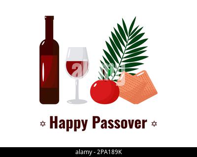 Fête juive Pâque, Pesach, icônes et symboles traditionnels. Illustration vectorielle Illustration de Vecteur