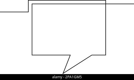 Dessin d'une ligne de bulle de parole, vecteur noir et blanc forme rectangulaire linéaire minimaliste en ligne continue Illustration de Vecteur