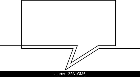 Dessin d'une ligne de bulle de parole, vecteur noir et blanc forme rectangulaire linéaire minimaliste en ligne continue Illustration de Vecteur