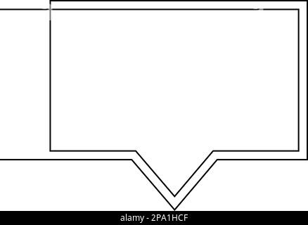 Dessin d'une ligne de bulle de parole, vecteur noir et blanc forme rectangulaire linéaire minimaliste en ligne continue Illustration de Vecteur