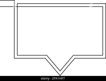 Dessin d'une ligne de bulle de parole, vecteur noir et blanc forme rectangulaire linéaire minimaliste en ligne continue Illustration de Vecteur