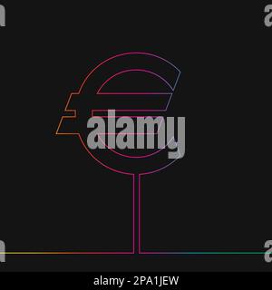 Dessin d'une ligne du signe de l'euro, Rainbow couleurs sur fond noir vecteur illustration linéaire minimaliste en ligne continue Illustration de Vecteur