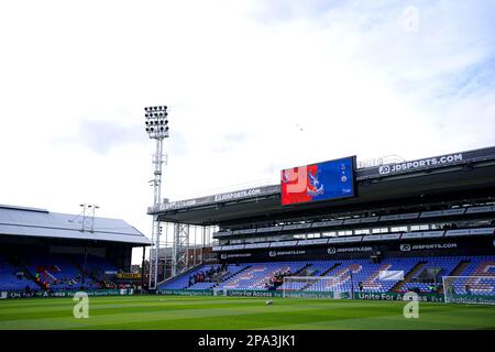 Vue générale du stade avant le match de la Premier League à Selhurst Park, Londres. Date de la photo: Samedi 11 mars 2023. Banque D'Images