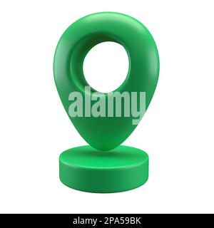 3D style d'icône réaliste vert brillant carte d'emplacement épinglette gps marqueurs d'illustration pour la destination. Balise géographique isolée sur fond blanc avec Banque D'Images