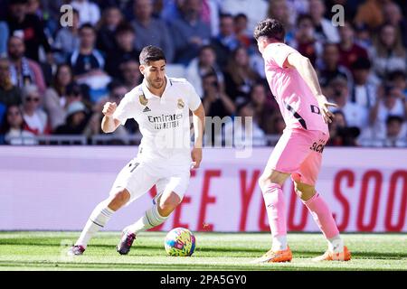 Madrid, Espagne. 11th mars 2023. Marco Asensio du Real Madrid vu en action pendant le match du football espagnol de la Liga Santander entre le Real Madrid CF et le RCD Espanyol au stade Santiago Bernabeu. Score final; Real Madrid 3:1 RCD Espanyol (photo de Ruben Albarran/SOPA Images/Sipa USA) crédit: SIPA USA/Alay Live News Banque D'Images