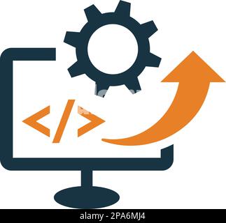 Logiciel, code, codage, l'icône html est isolée sur fond blanc. Illustration vectorielle simple pour la conception graphique et Web ou à des fins commerciales. Illustration de Vecteur