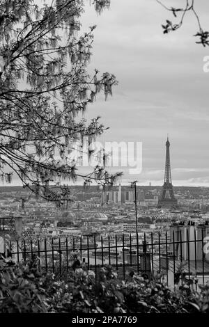 Tour Eiffel vue du Sacré-Cœur, Montmartre, Paris, France Banque D'Images