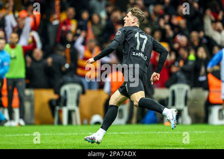 ISTANBUL, TURKIYE - MARS 11: Nicolo Zaniolo de Galatasaray pendant le match turc Super LIG entre Galatasaray et Kasipasa à NEF Stadyumu sur 11 mars 2023 à Istanbul, Turkiye (photo par /Orange Pictures) Banque D'Images