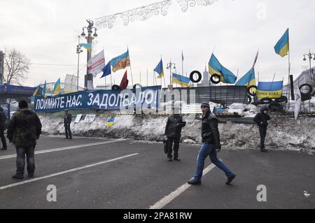 Kiev - Ukraine - 15 décembre 2013. Les événements de la Révolution de la dignité sur l'Euromaidan dans la capitale de l'Ukraine, Kiev, en 2013 Banque D'Images