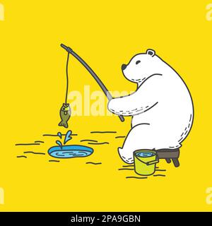 ours polaire ours vecteur pêche illustration personnage de dessin animé Illustration de Vecteur