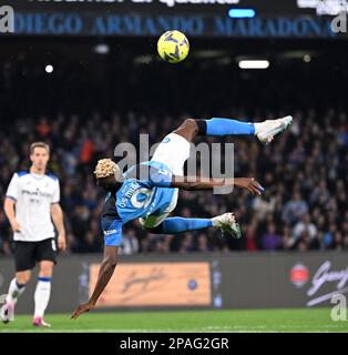 Naples, Italie. 11th mars 2023. Victor Osimhen de Naples est en compétition lors d'un match de football entre Napoli et Atalanta à Naples, en Italie, sur 11 mars 2023. Crédit: Alberto Lingria/Xinhua/Alay Live News Banque D'Images