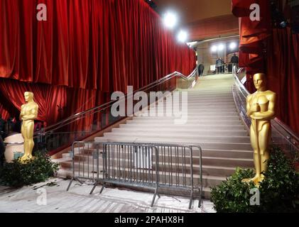 Hollywod, États-Unis. 11th mars 2023. Les préparatifs se poursuivent pour les Academy Awards 95th dans la section hollywoodienne de Los Angeles, samedi, 11 mars 2023. Les gagnants des Oscars seront annoncés au cours d'une émission télévisée ABC sur 12 mars. Photo de John Angelillo/UPI crédit: UPI/Alay Live News Banque D'Images