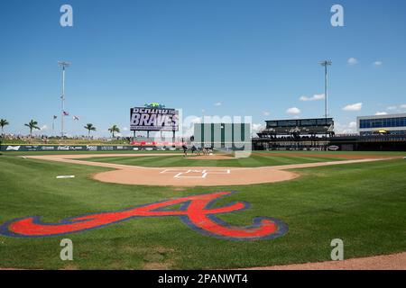 11 mars 2023, nord de Port FL États-Unis; Une vue générale du terrain pendant un match d'entraînement de printemps de la MLB entre les Braves d'Atlanta et les Tigres de Détroit à Banque D'Images