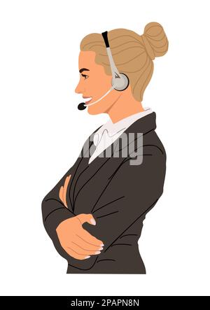 Vecteur d'agent de la ligne directe du centre d'appels isolé sur blanc Illustration de Vecteur