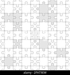 Modèle de puzzle. Impression transparente de grille de puzzle avec différentes parties s'assortir ensemble, métaphore d'affaires jeu défi concept. Texture vectorielle. Composants connectés, joindre des pièces vierges Illustration de Vecteur