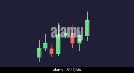 Graphique de la Bourse de 3D. Rendu du diagramme en bâton de bougie. Investissement financier et stratégie commerciale de réussite. Illustration vectorielle Illustration de Vecteur
