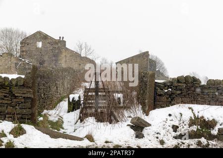 Campagne - Wild Places / Snow Hut dans un endroit isolé - ancienne maison dans le pré. Banque D'Images