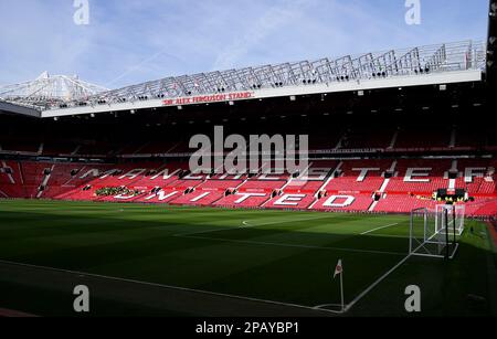 Une vue générale du stand Sir Alex Ferguson à Old Trafford, Manchester. Date de la photo: Dimanche 12 mars 2023. Banque D'Images