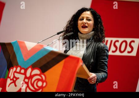 Berlin, Allemagne. 11th mars 2023. Cansel Kiziltepe, vice-présidente du SPD de Berlin, prend la parole à la conférence des délégués des Etats du Jusos Berlin. Lors de la conférence d'une journée, les juges veulent parler de la situation politique actuelle à Berlin et des négociations de coalition avec la CDU. Credit: Fabian Sommer/dpa/Alay Live News Banque D'Images