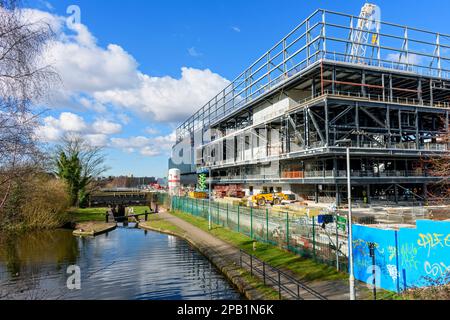 Le stade Co-op Live (en construction) près du canal Ashton, à côté du stade Etihad, Manchester, Angleterre, Royaume-Uni Banque D'Images