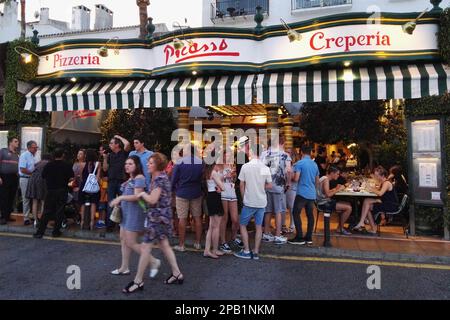 Pizzeria Picasso à Puerto Banús, Marbella, Espagne. Banque D'Images